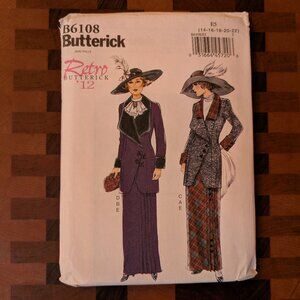 Butterick 6108 - Uncut - Retro 1912 - Sizes 14-22 - Jacket Bib and Skirt